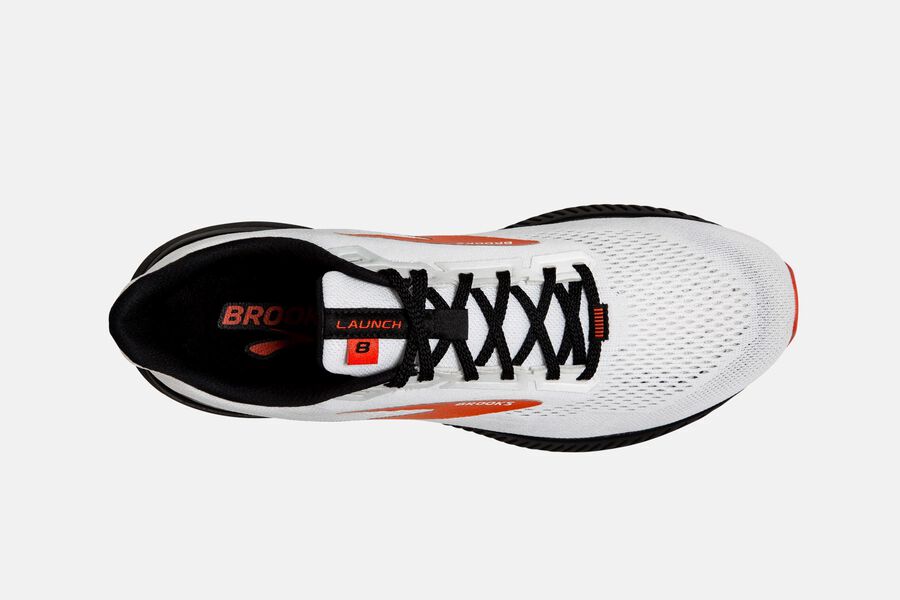 Brooks Running Shoes Mens White/Black/Red - Launch 8 Road - 0825-WNULP